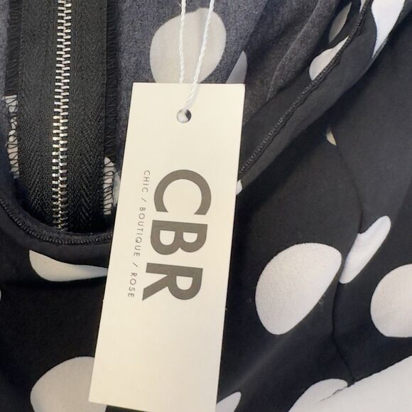 CBR Top Polka Dot Crop Top Sz Small Black White Chic Boutique - Picture 5 of 8